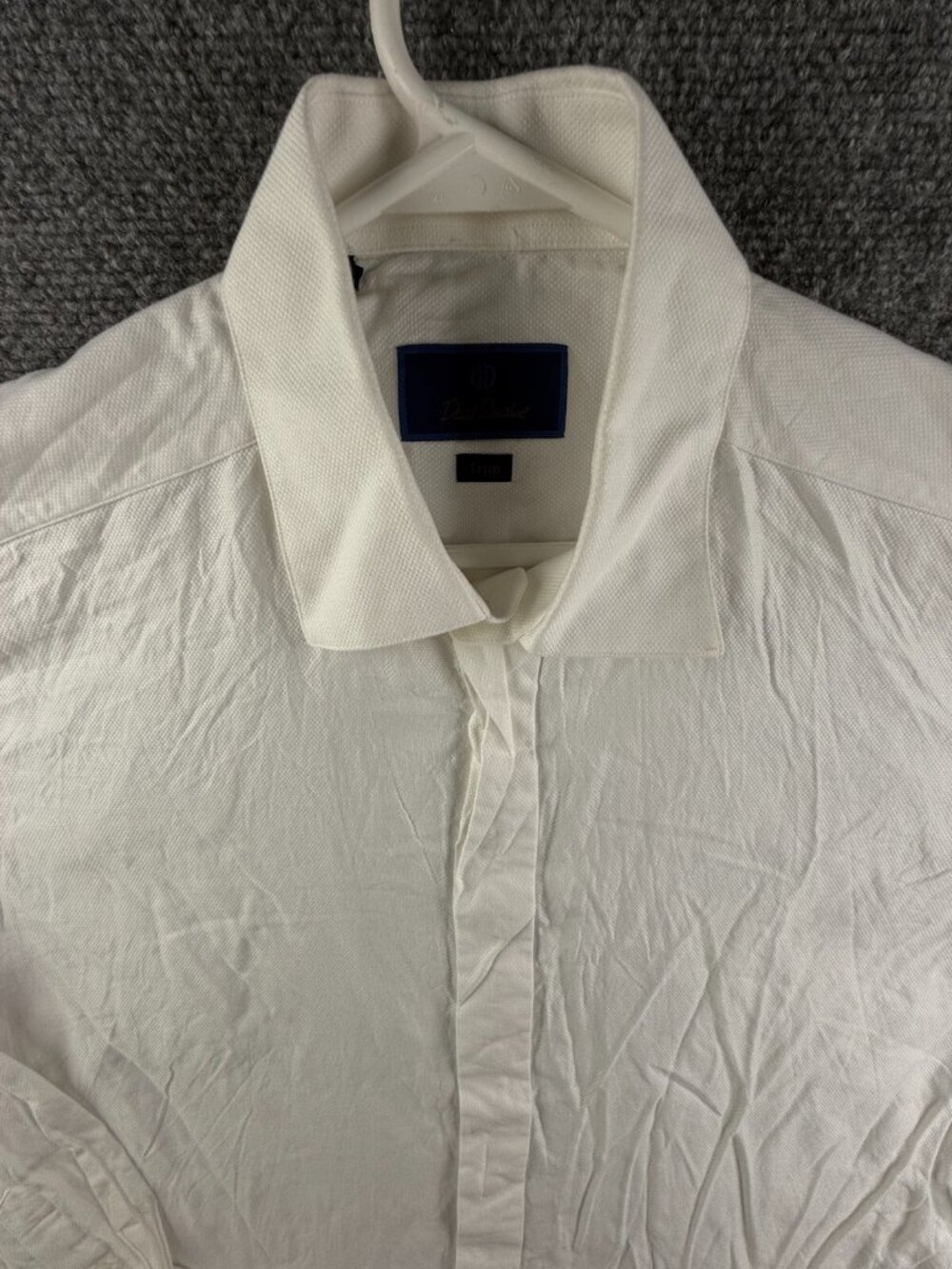 David Donahue Hidden Buttons French Cuff Button Up Shirt White Trim 17 34/35